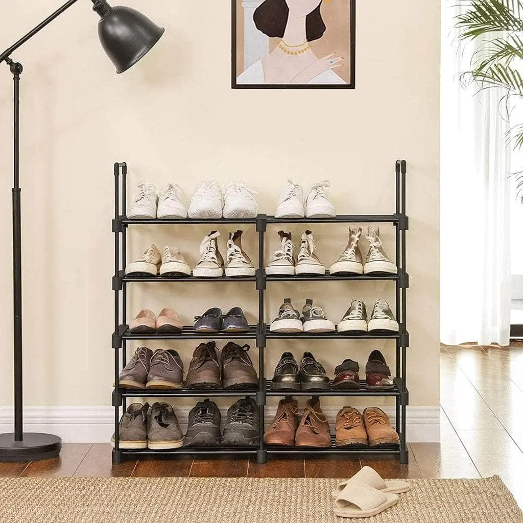 10-Tier Metal Shoe Rack Customizable Design Grey