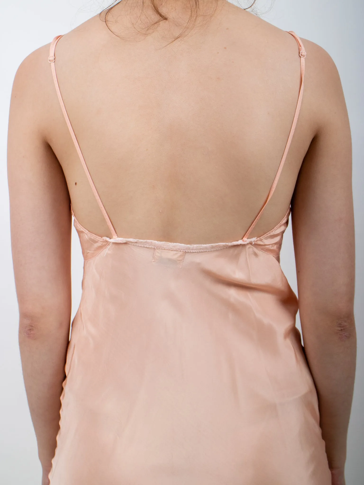 1940s Peach Taffetta Slip Dress