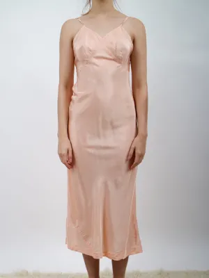 1940s Peach Taffetta Slip Dress