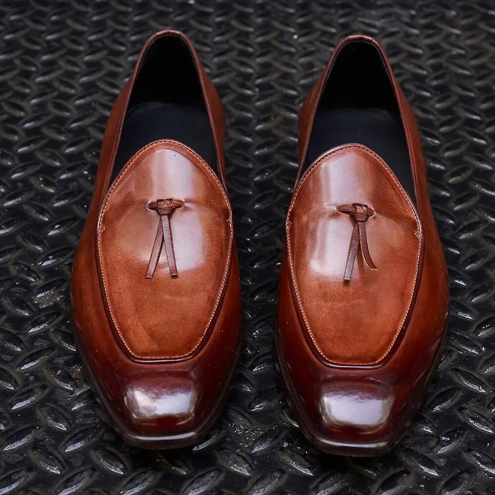 6 CM/2.36 Inches CMR CHAMARIPA Handcrafted Height Increasing Shoes Brown Leather Loafers for a Subtle