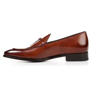 6 CM/2.36 Inches CMR CHAMARIPA Handcrafted Height Increasing Shoes Brown Leather Loafers for a Subtle