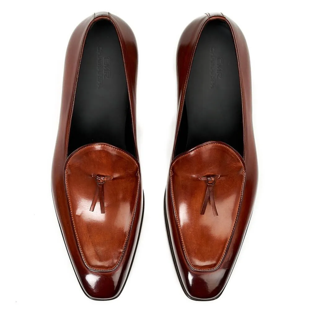 6 CM/2.36 Inches CMR CHAMARIPA Handcrafted Height Increasing Shoes Brown Leather Loafers for a Subtle