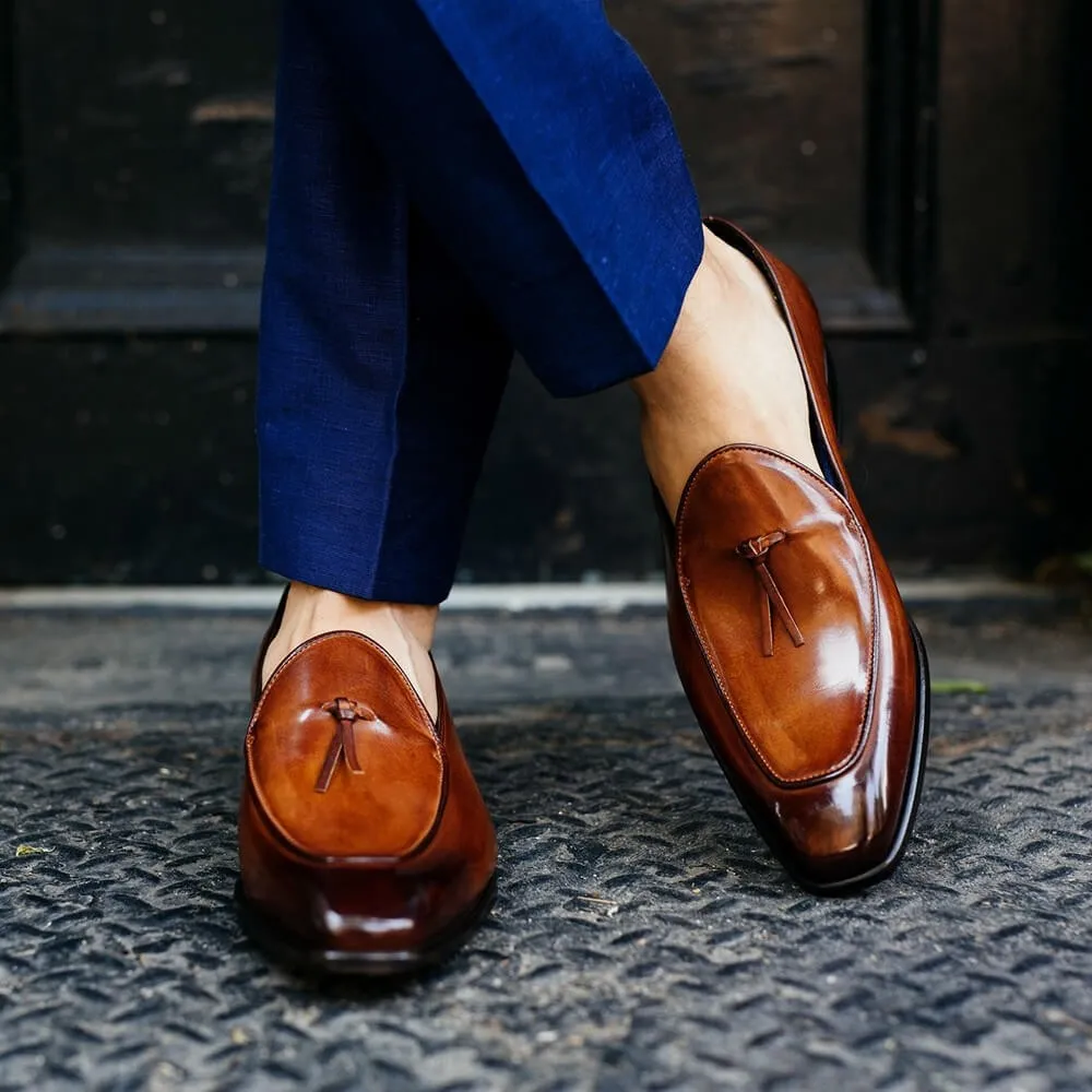 6 CM/2.36 Inches CMR CHAMARIPA Handcrafted Height Increasing Shoes Brown Leather Loafers for a Subtle