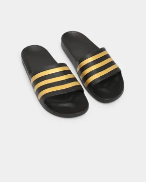 Adidas Adilette Aqua Slides Core Black/Gold Metallic