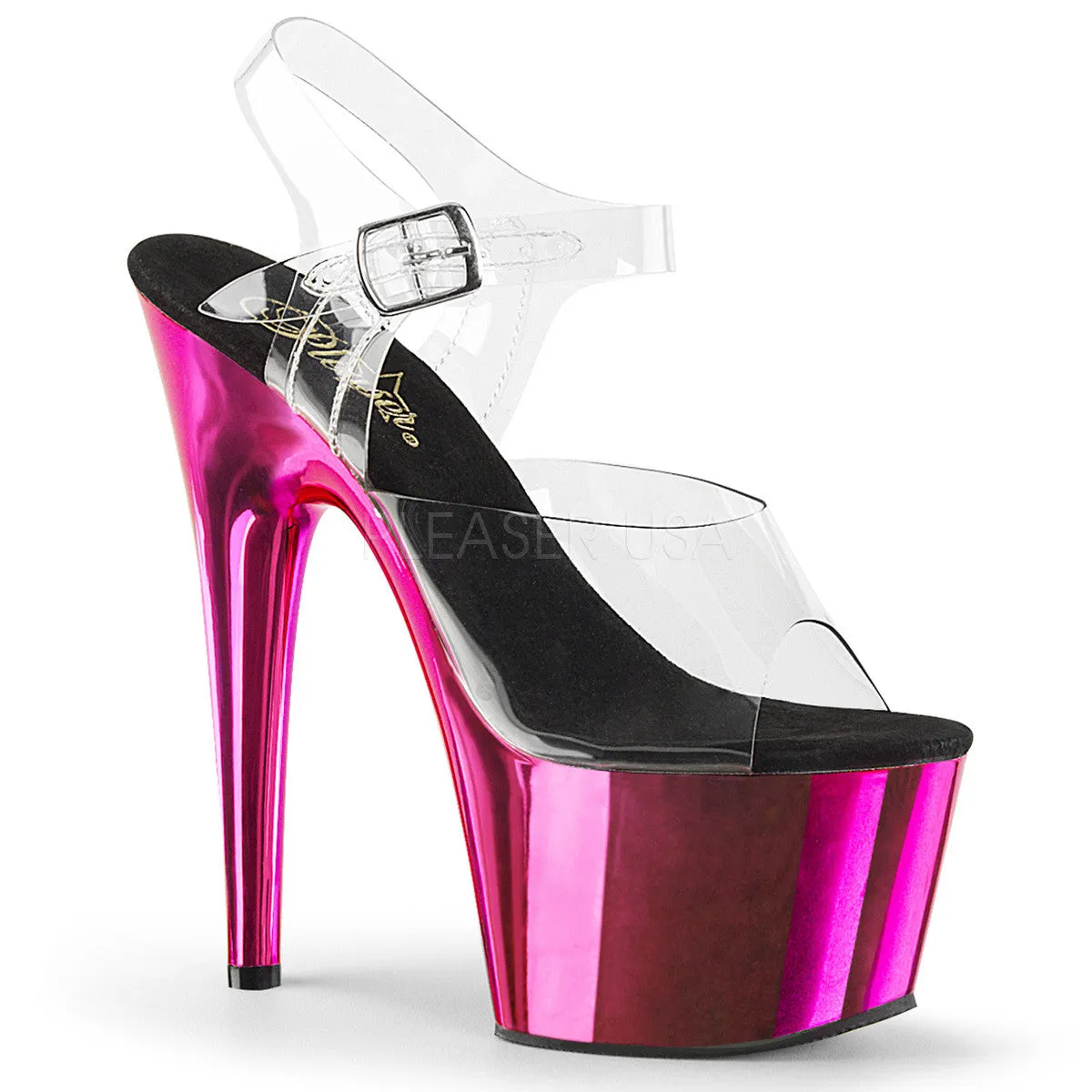 Adore-708 Hot Pink Chrome, 7" Heels