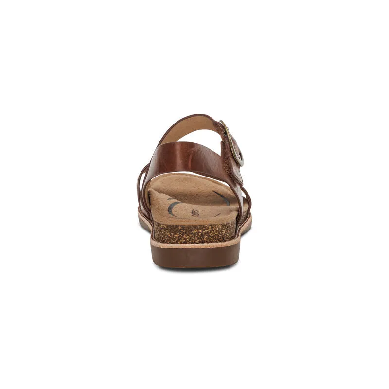 Aetrex Women's Tamara Asymmetrical Quarter Strap Sandal - Walnut FC101