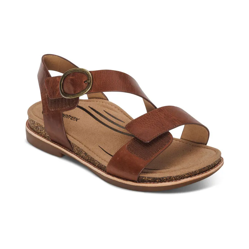 Aetrex Women's Tamara Asymmetrical Quarter Strap Sandal - Walnut FC101