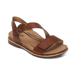 Aetrex Women's Tamara Asymmetrical Quarter Strap Sandal - Walnut FC101