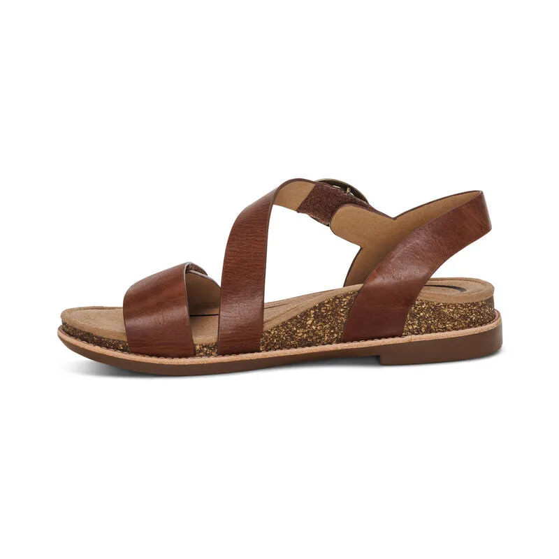 Aetrex Women's Tamara Asymmetrical Quarter Strap Sandal - Walnut FC101