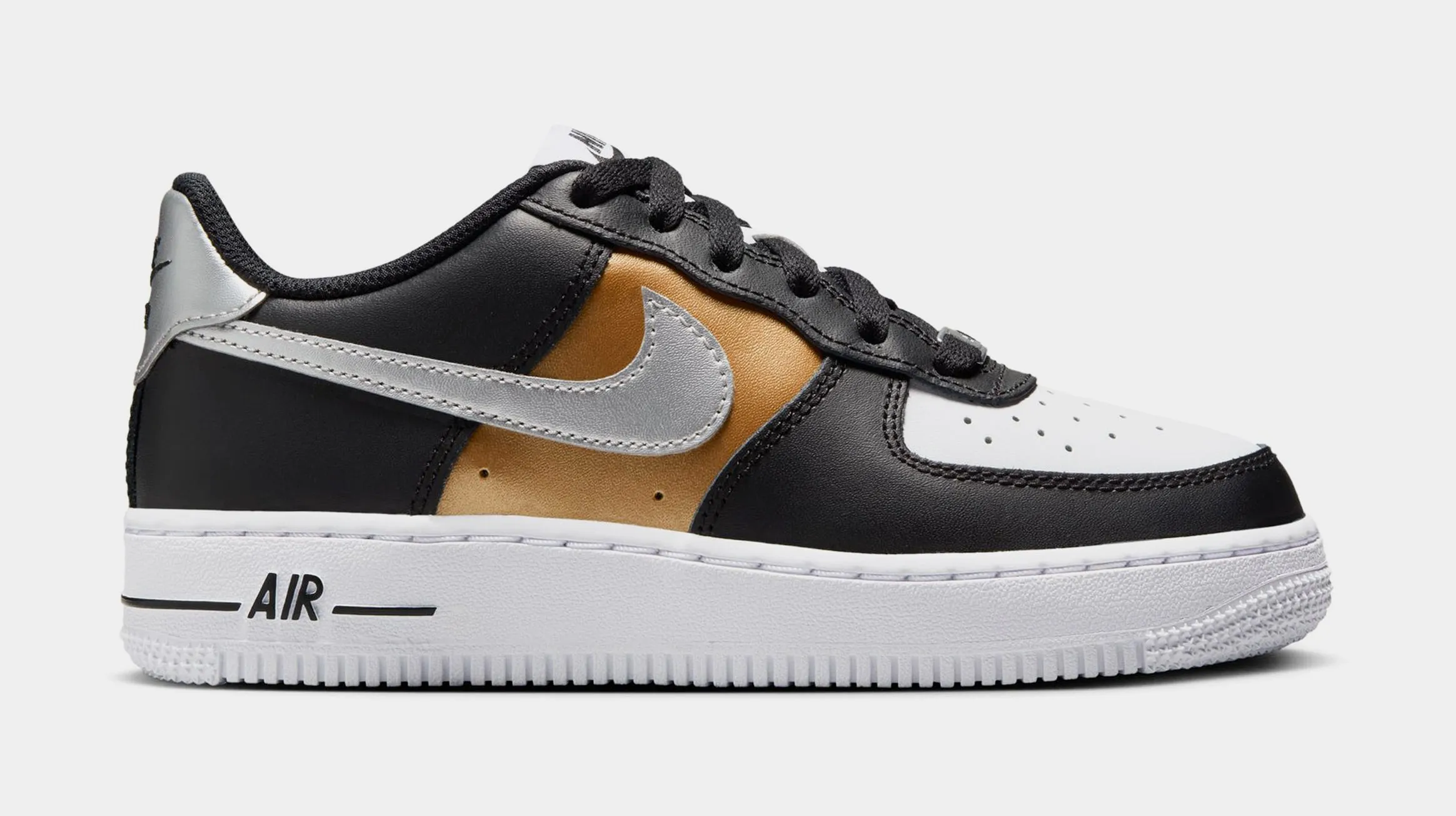 Air Force 1 Low Black Metallic Gold Grade School Lifestyle Shoes (Black/White/Metallic Gold)