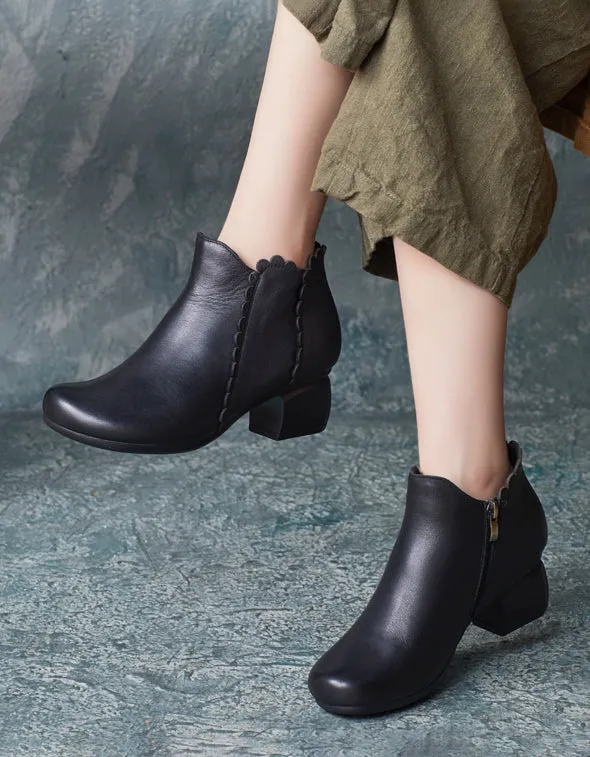 Autumn Winter Handmade Elegant Chunky Heels Boots