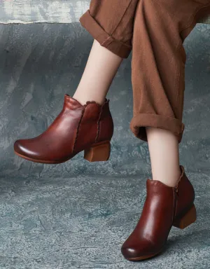 Autumn Winter Handmade Elegant Chunky Heels Boots