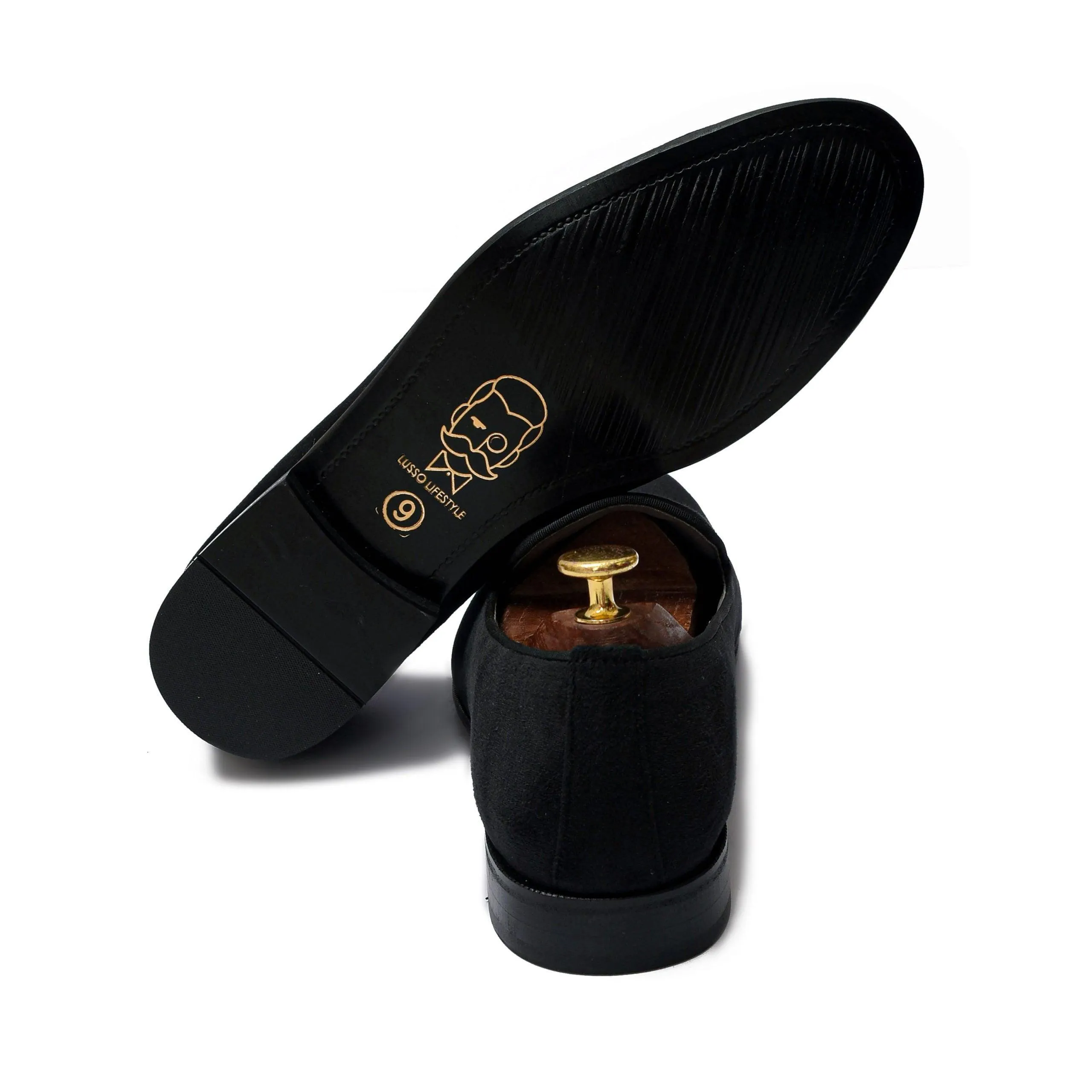 BARONE | BLACK VELVET ZARDOSI SLIP-ON