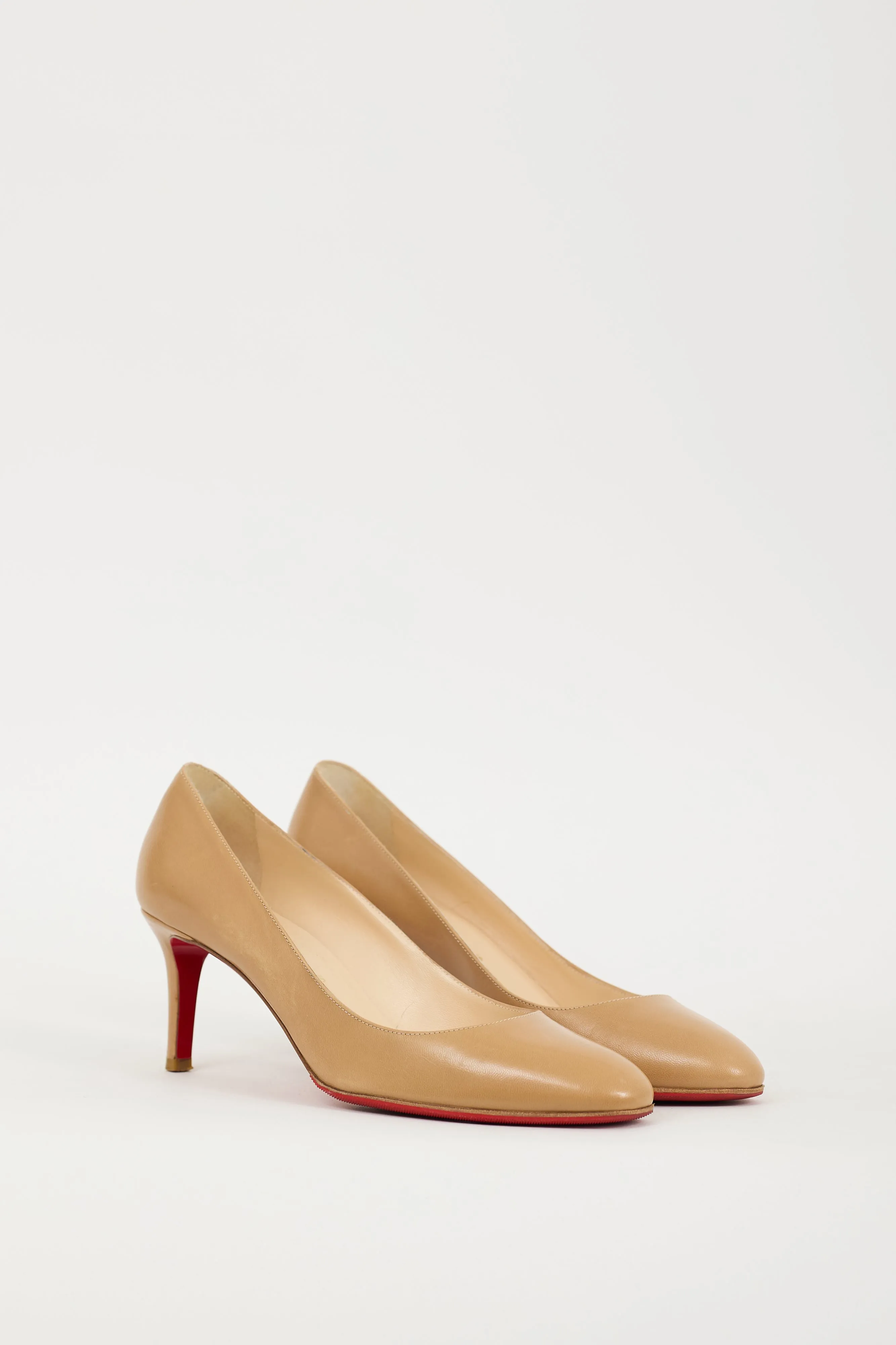 Beige Leather Simple Pump