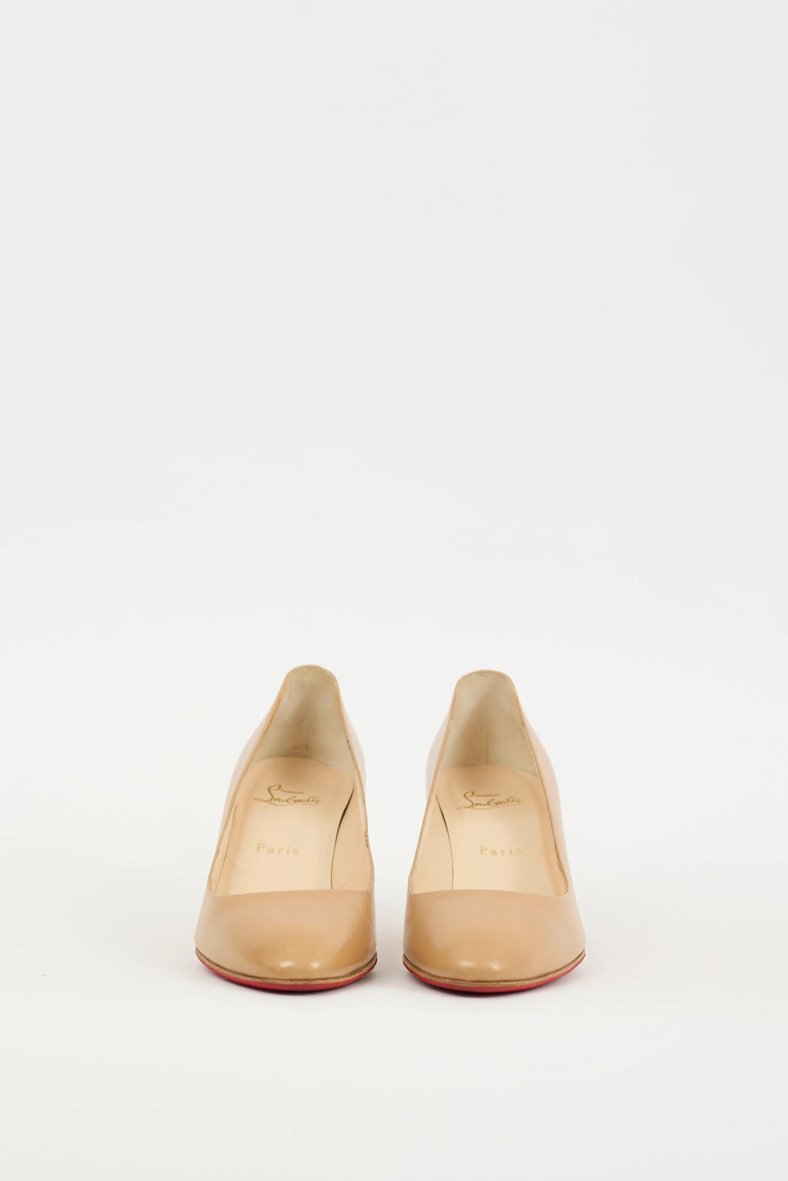 Beige Leather Simple Pump