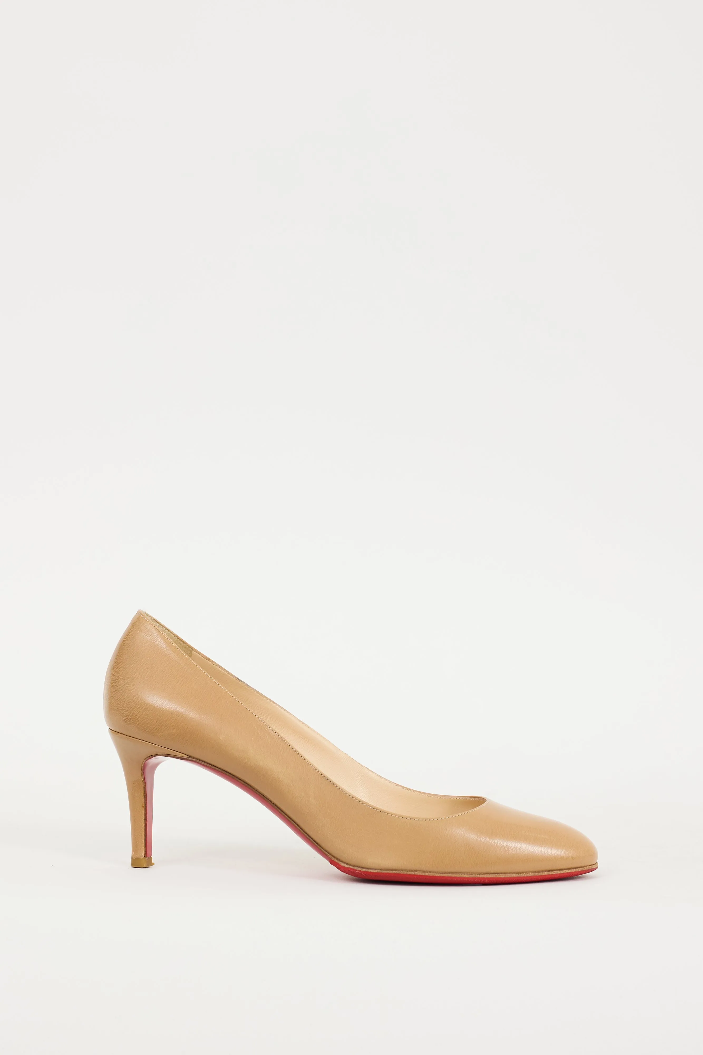 Beige Leather Simple Pump