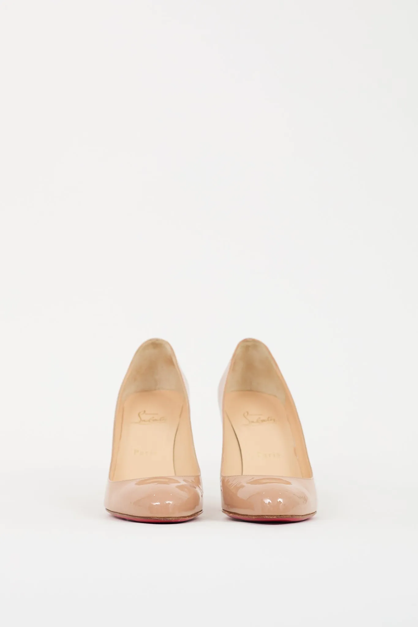 Beige Patent Leather Simple Pump