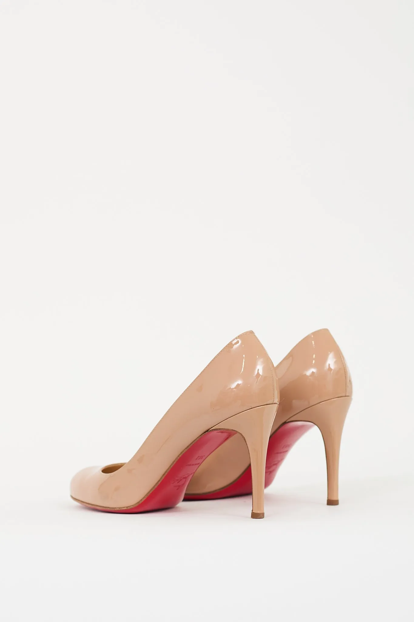 Beige Patent Leather Simple Pump