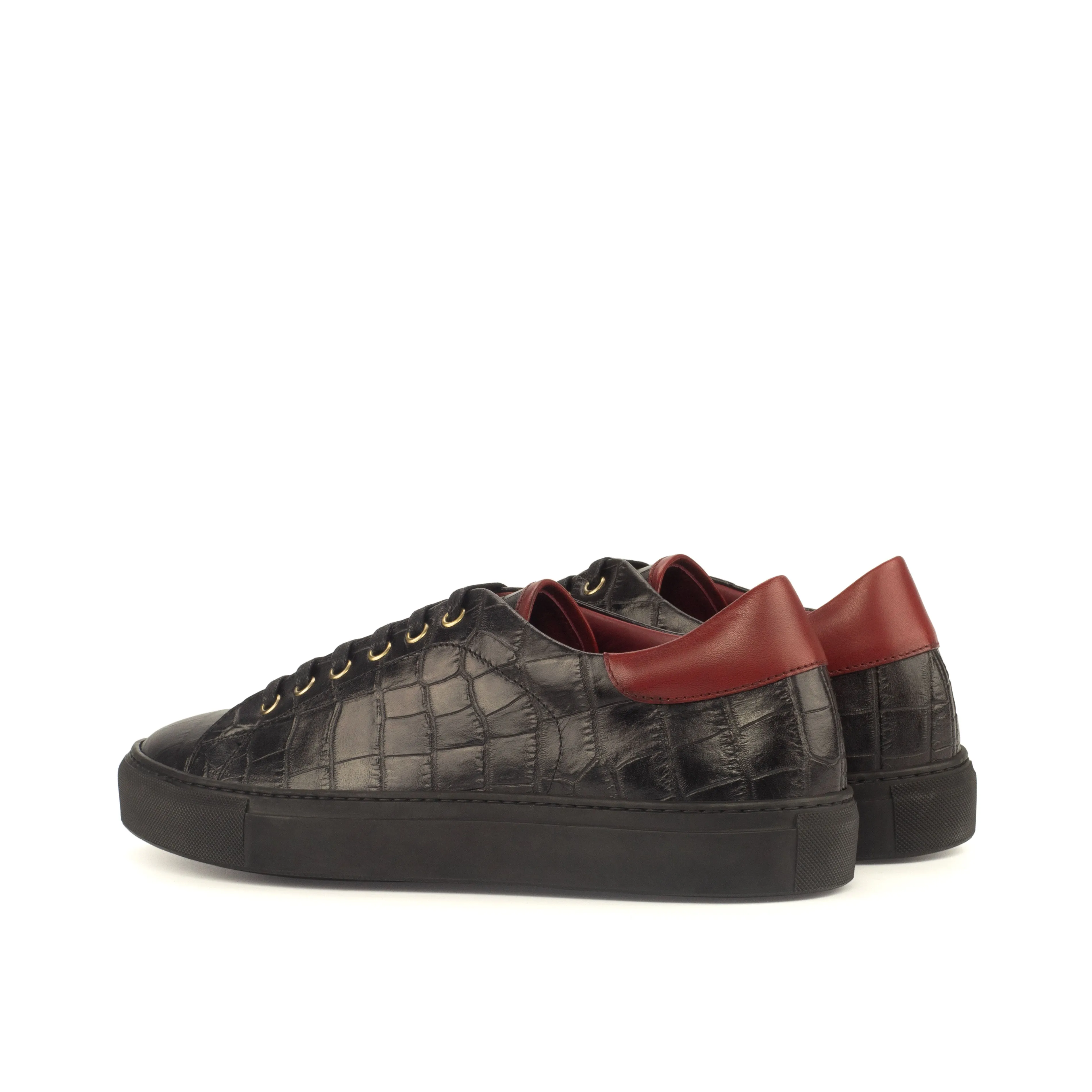 Black Croco Leather Trainers