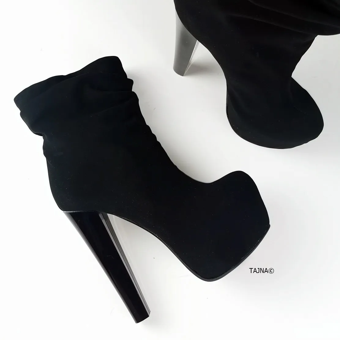 Black Suede Hooded Ankle Booties