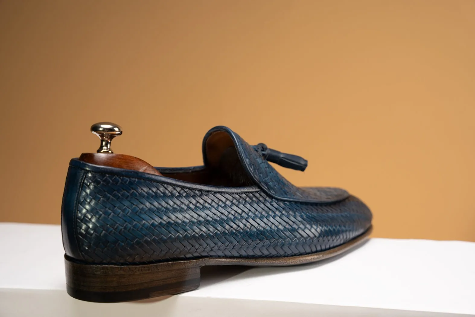 BOSPHORUS LEATHER LOAFER - WOVEN BLUE