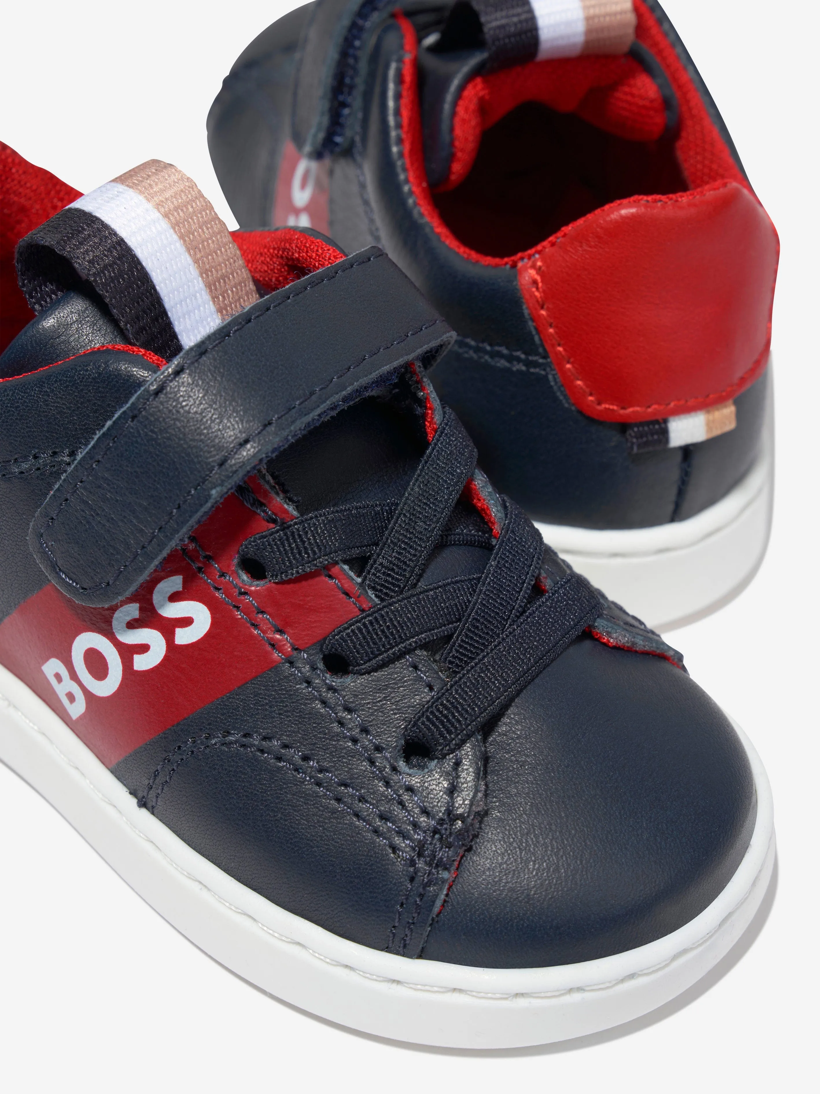 BOSS Boys Leather Logo Trainers