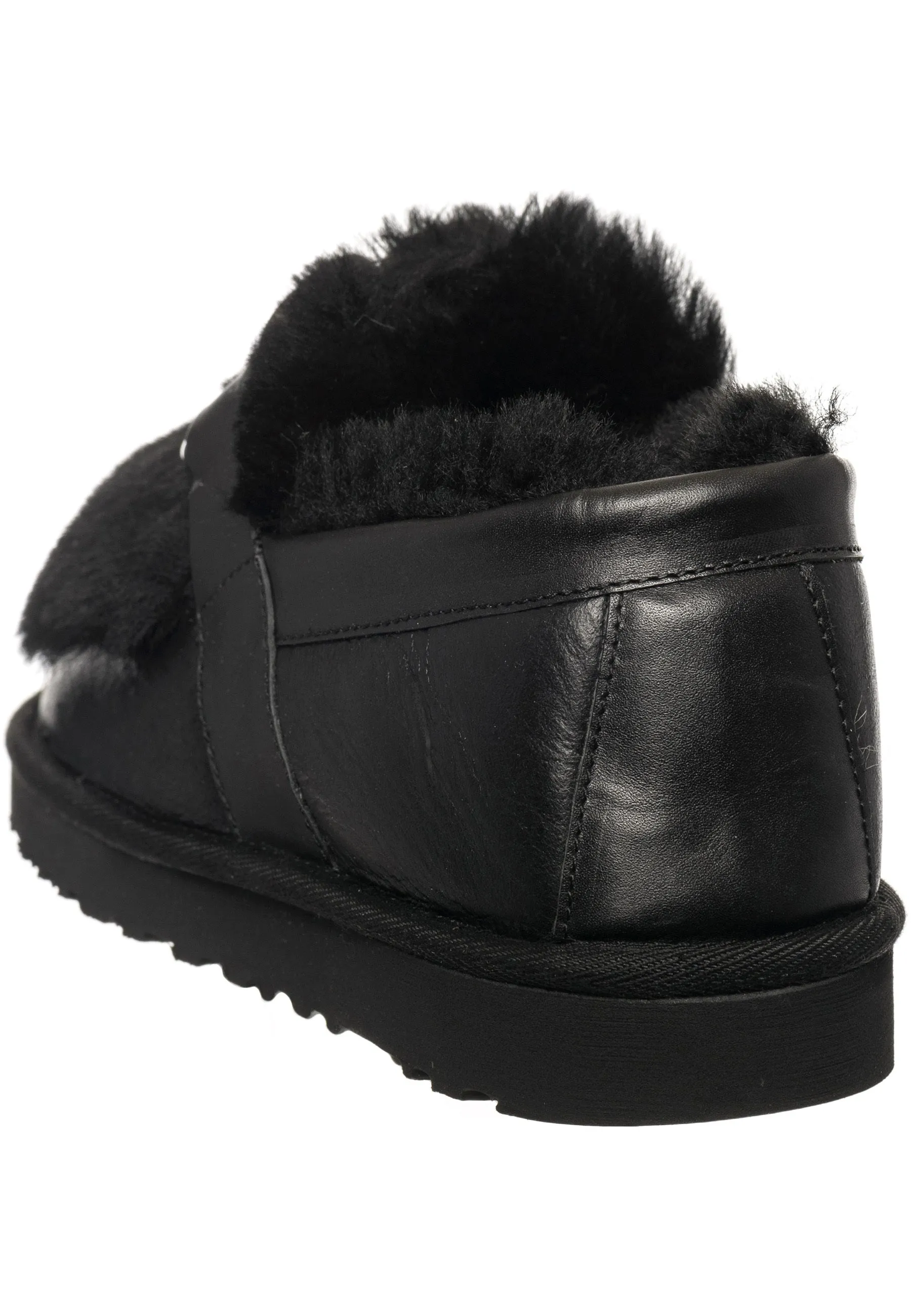 Chain Fur Lined Loafers - Black