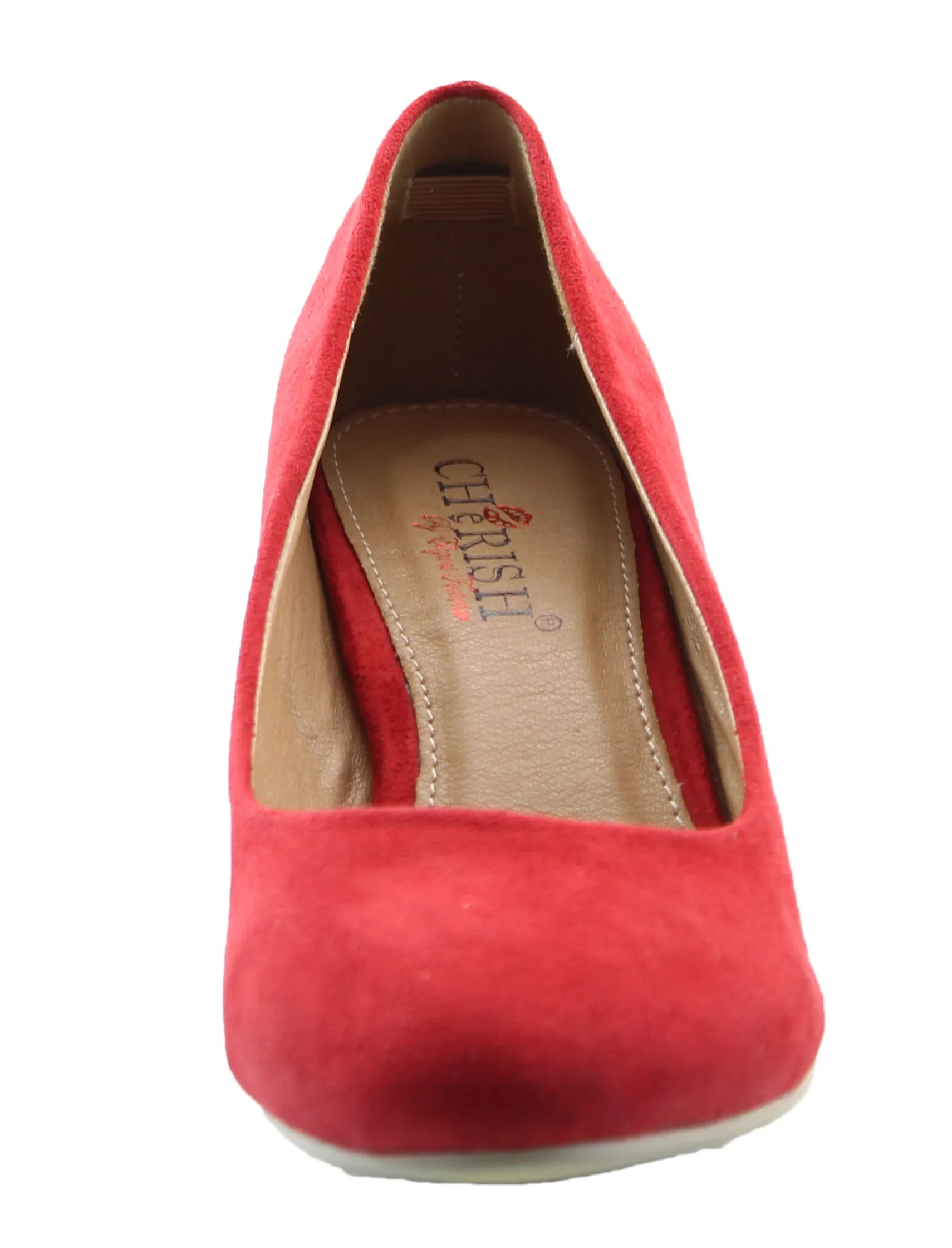 Cherish by Elegant Footwear Women's Winy-2 Velvet Low Heel Closed Toe Pump