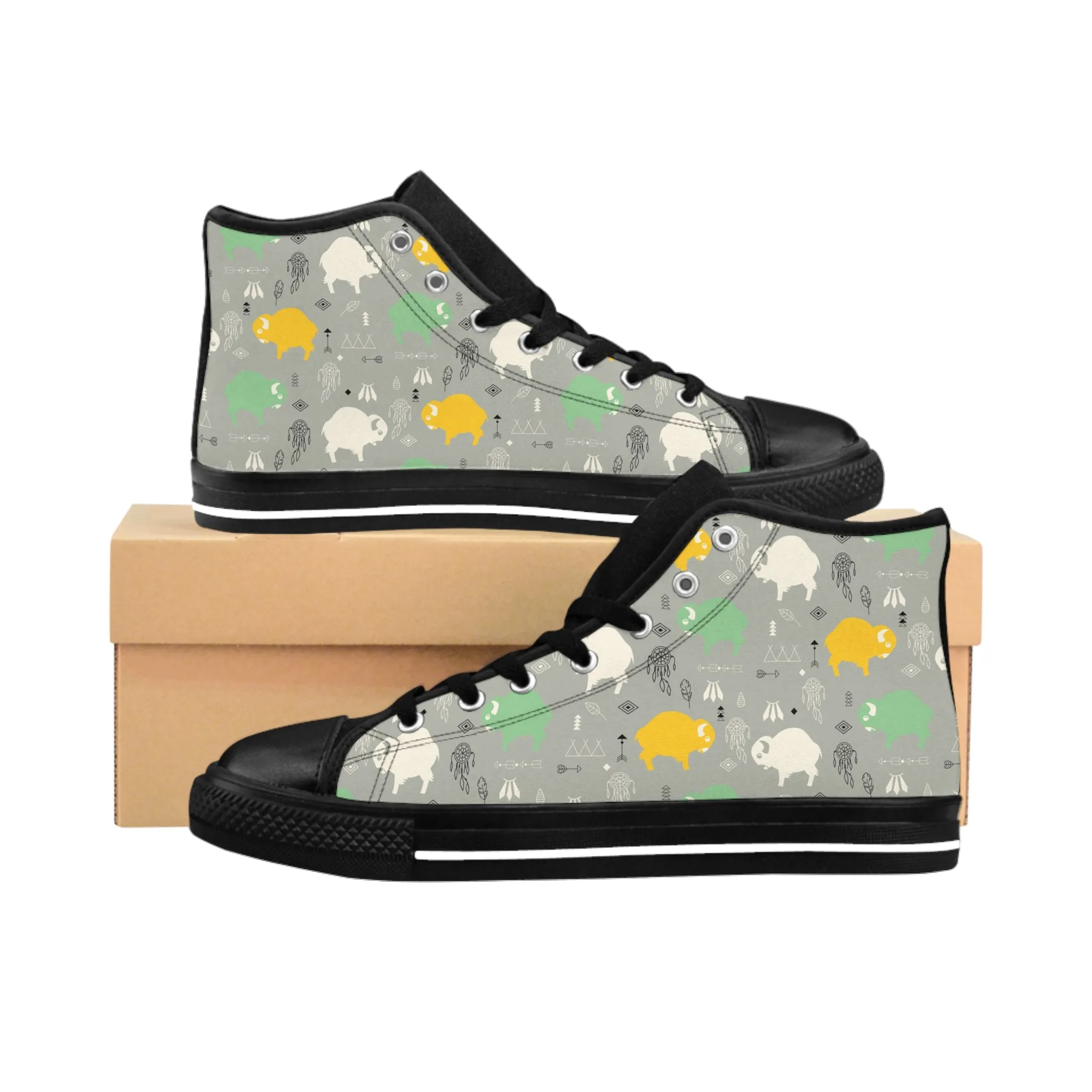 Colorful Buffalo Bison Women's Classic Sneakers