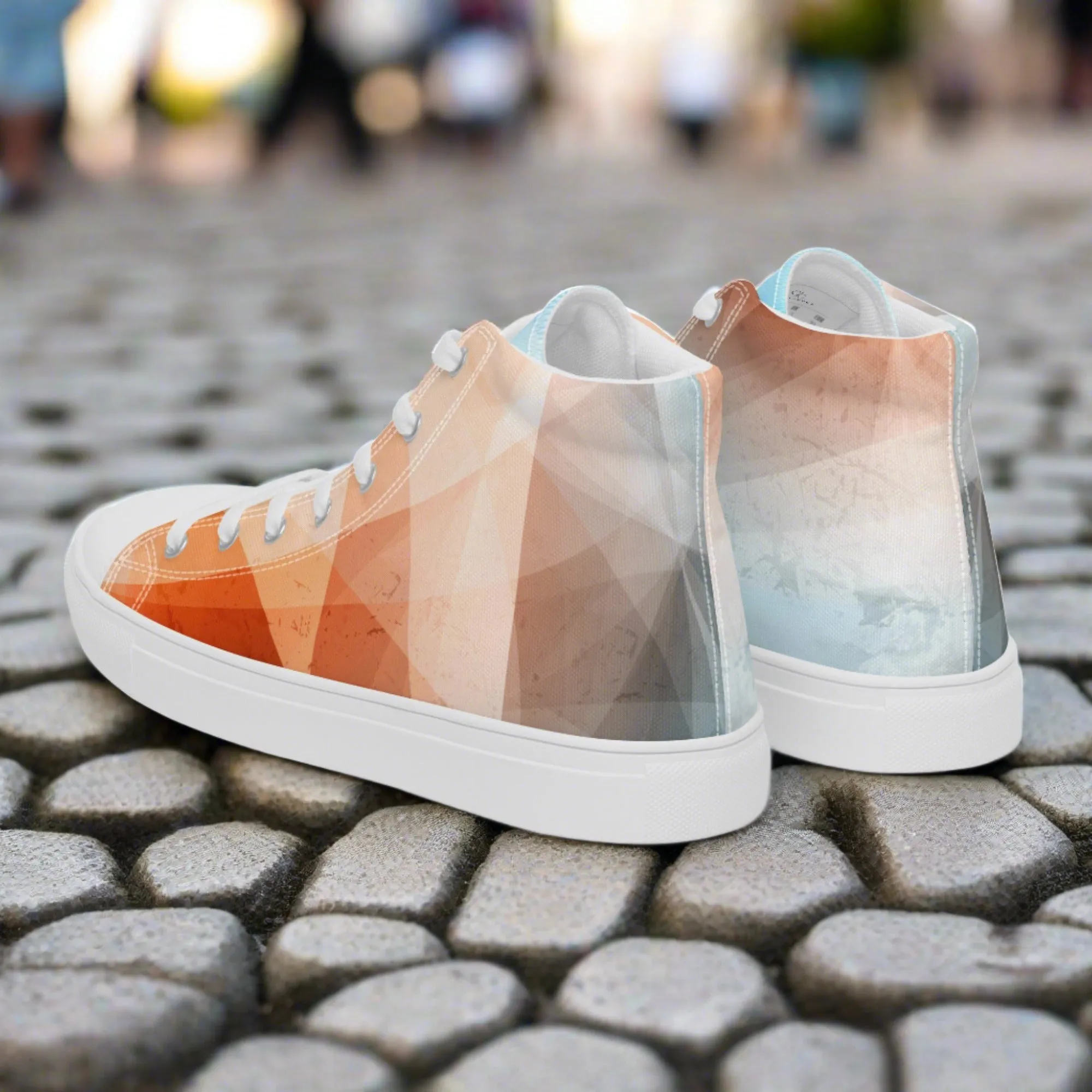 Cozy Peach Fuzz & Pretty Blue Women's High Tops Sneakers for Everyday Wear