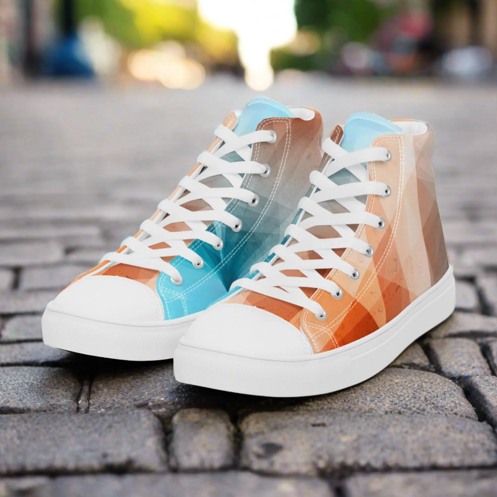 Cozy Peach Fuzz & Pretty Blue Women's High Tops Sneakers for Everyday Wear