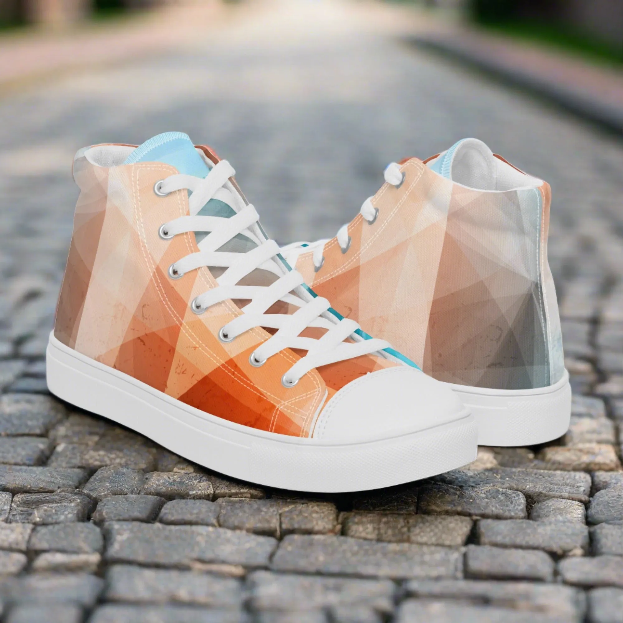 Cozy Peach Fuzz & Pretty Blue Women's High Tops Sneakers for Everyday Wear