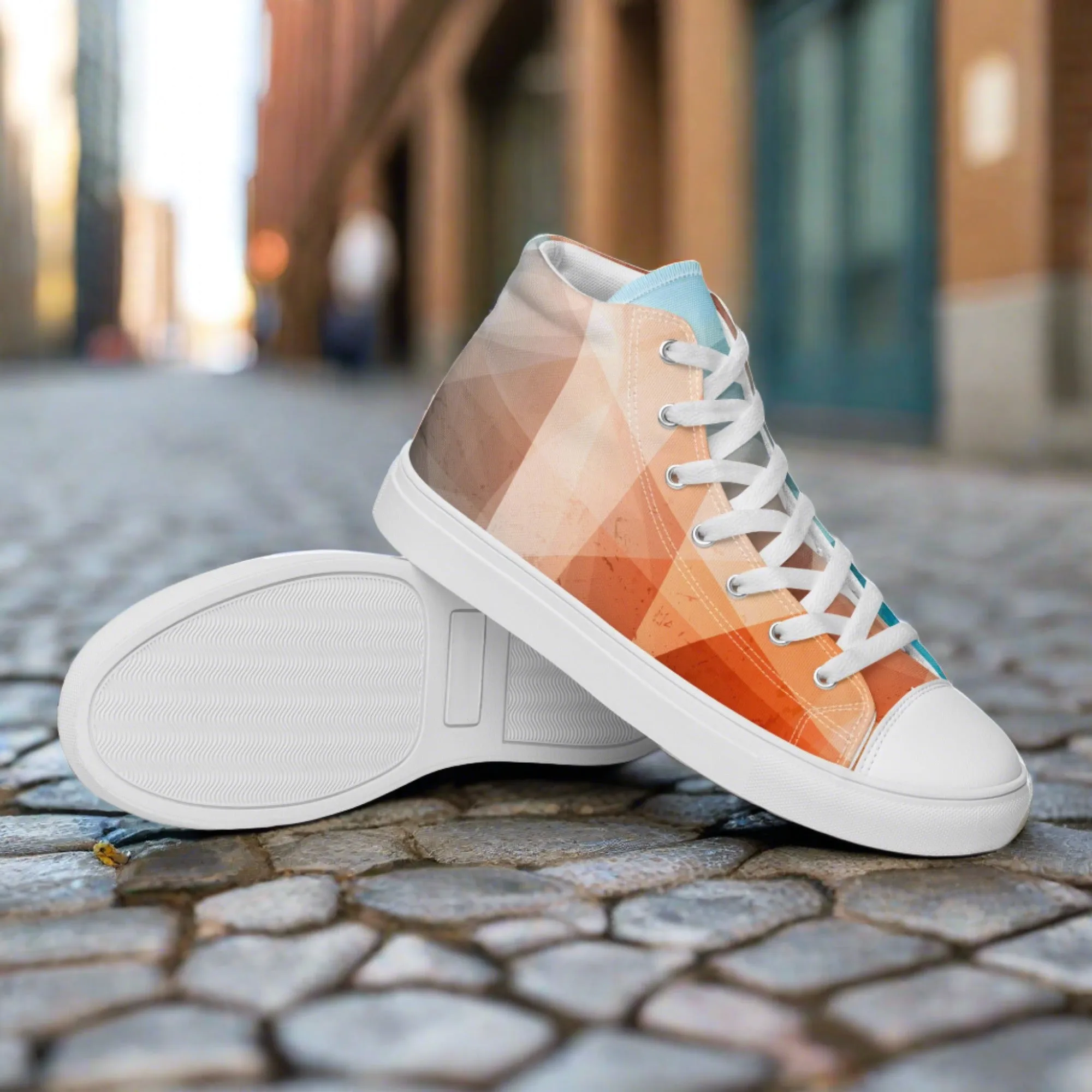 Cozy Peach Fuzz & Pretty Blue Women's High Tops Sneakers for Everyday Wear