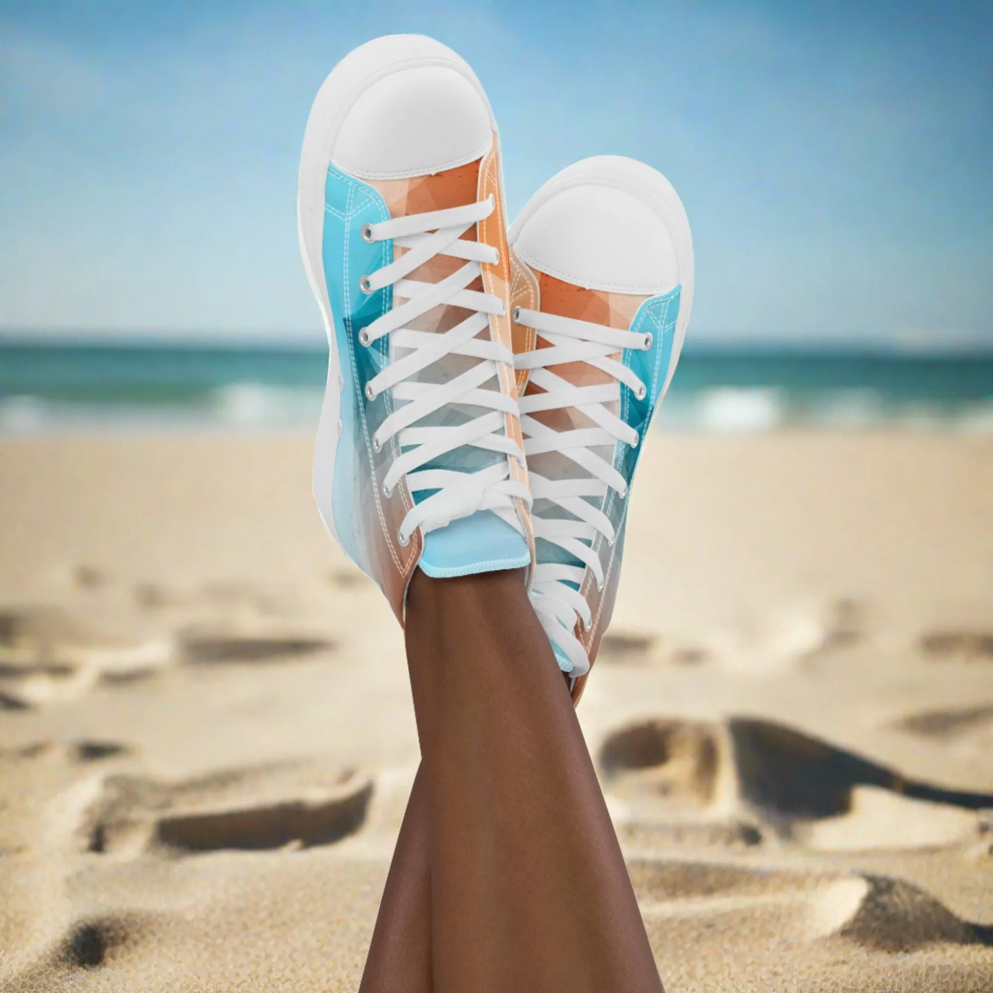 Cozy Peach Fuzz & Pretty Blue Women's High Tops Sneakers for Everyday Wear