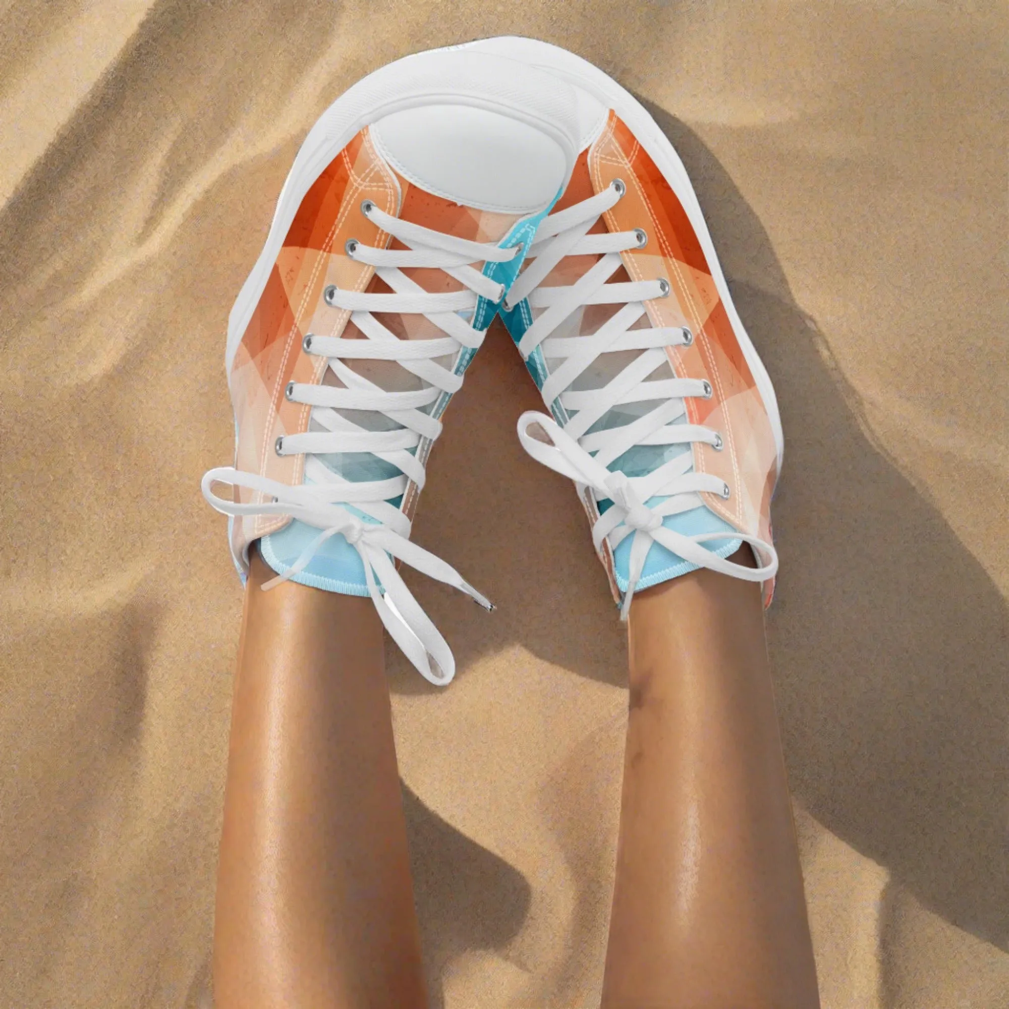 Cozy Peach Fuzz & Pretty Blue Women's High Tops Sneakers for Everyday Wear