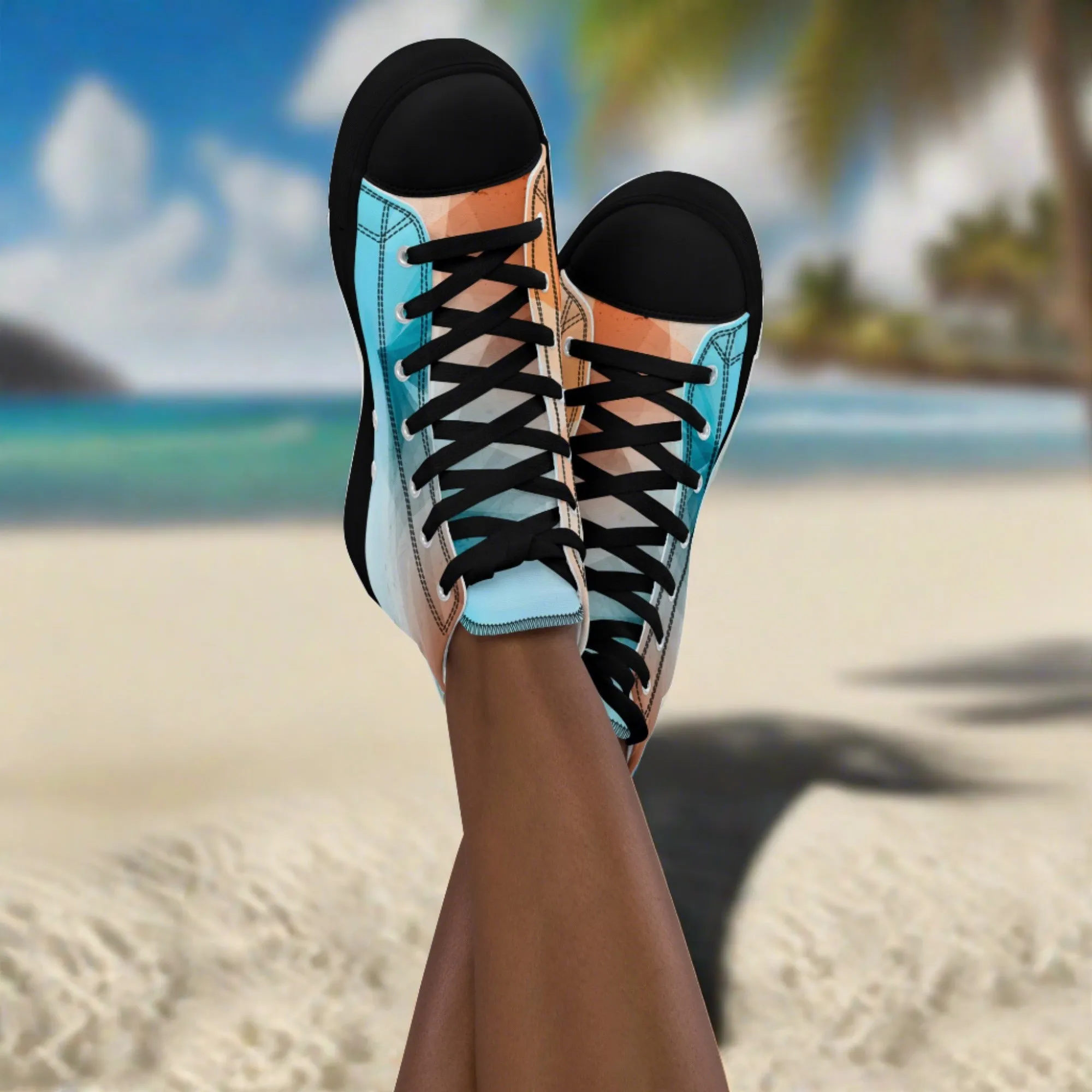 Cozy Peach Fuzz & Pretty Blue Women's High Tops Sneakers for Everyday Wear