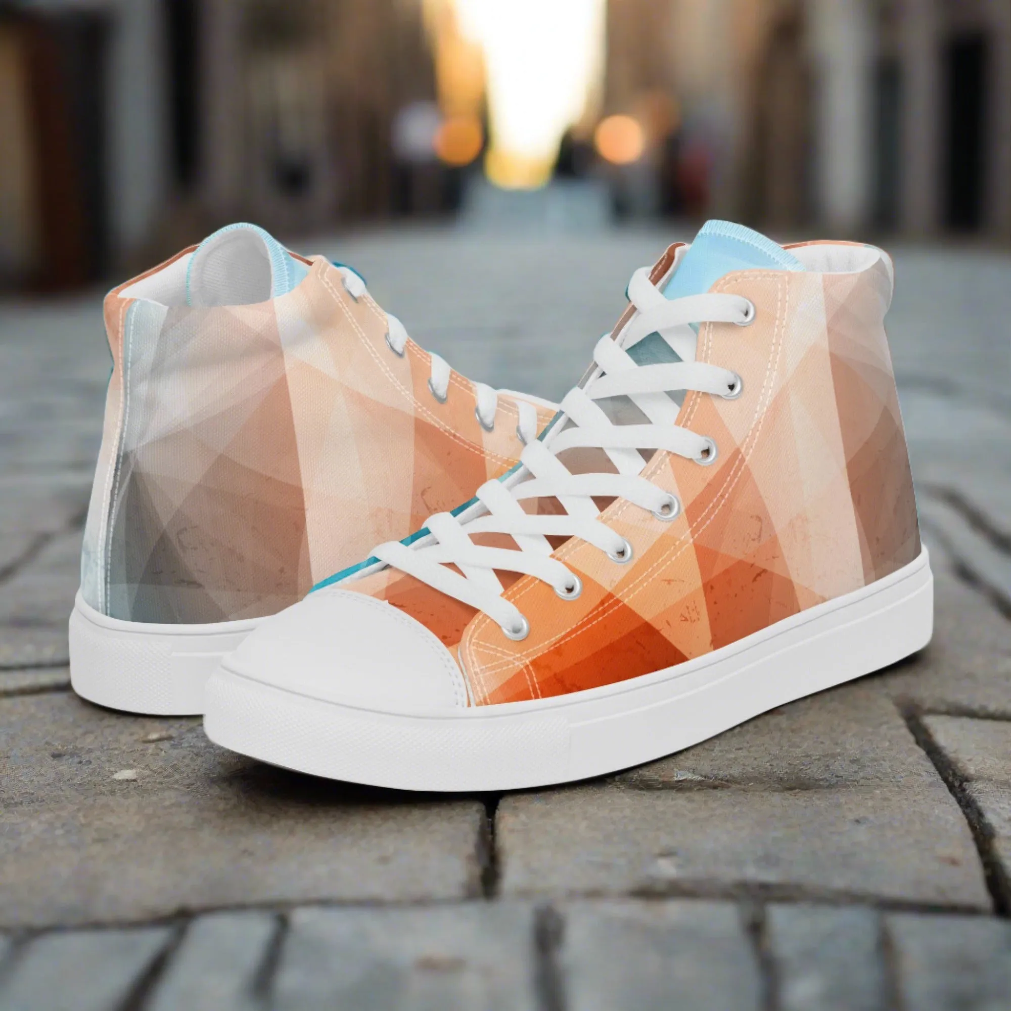 Cozy Peach Fuzz & Pretty Blue Women's High Tops Sneakers for Everyday Wear