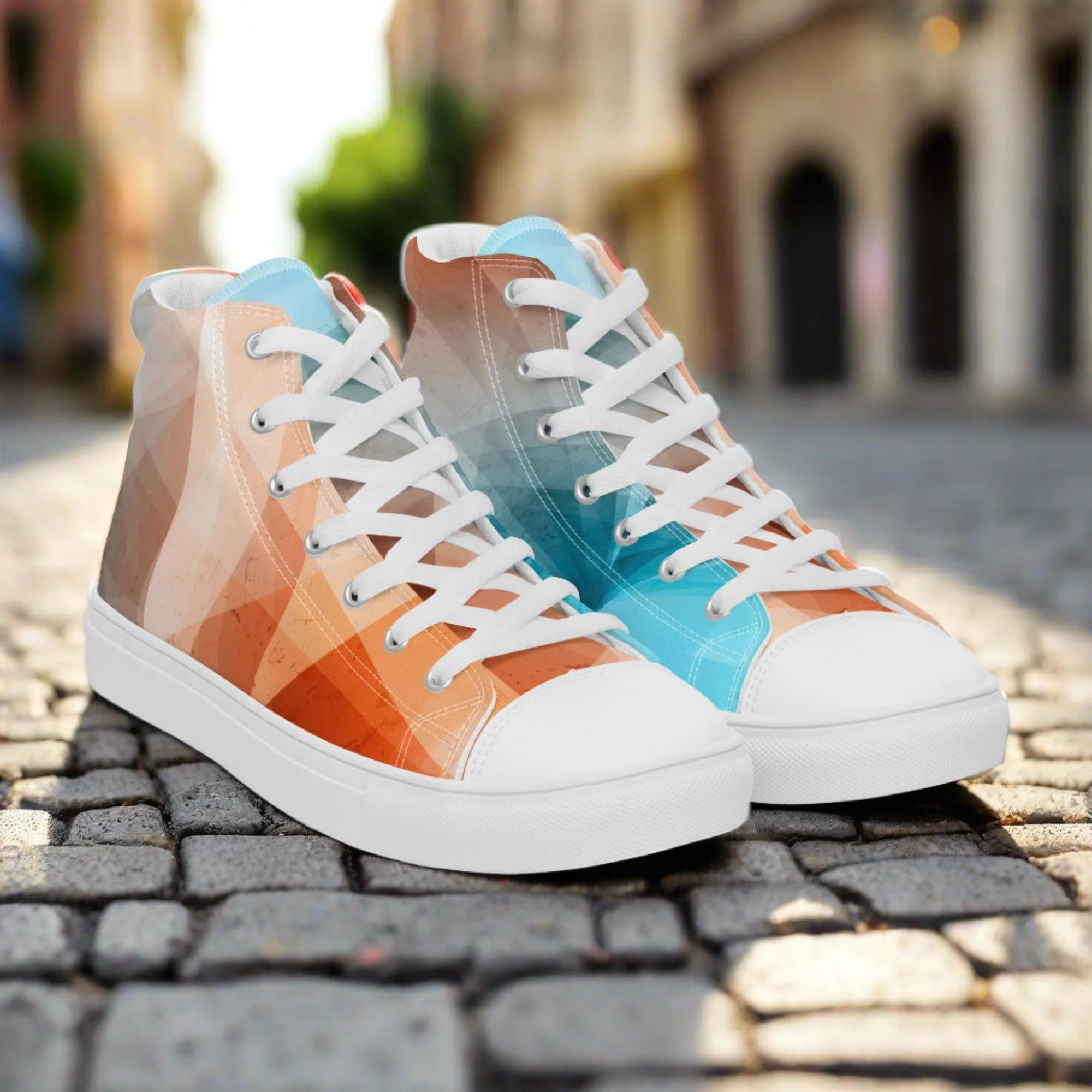 Cozy Peach Fuzz & Pretty Blue Women's High Tops Sneakers for Everyday Wear