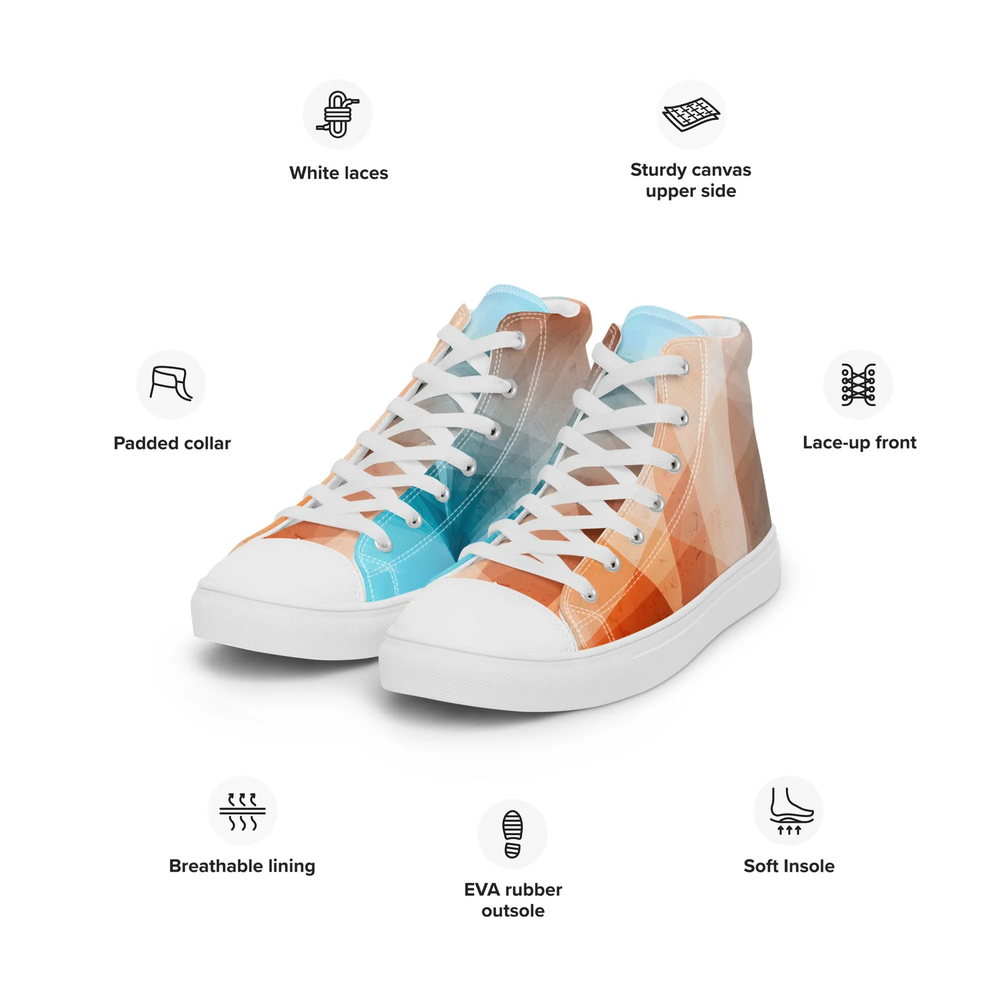 Cozy Peach Fuzz & Pretty Blue Women's High Tops Sneakers for Everyday Wear