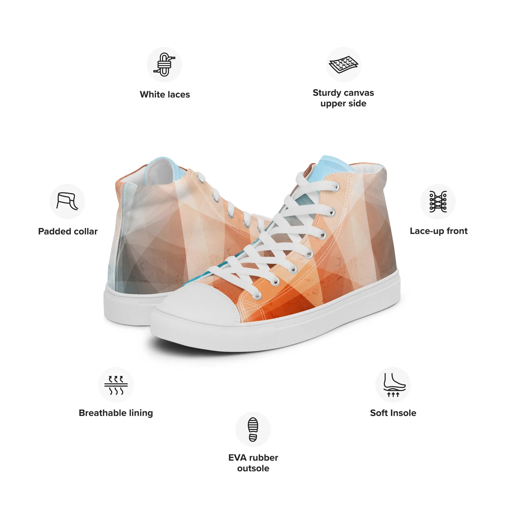 Cozy Peach Fuzz & Pretty Blue Women's High Tops Sneakers for Everyday Wear