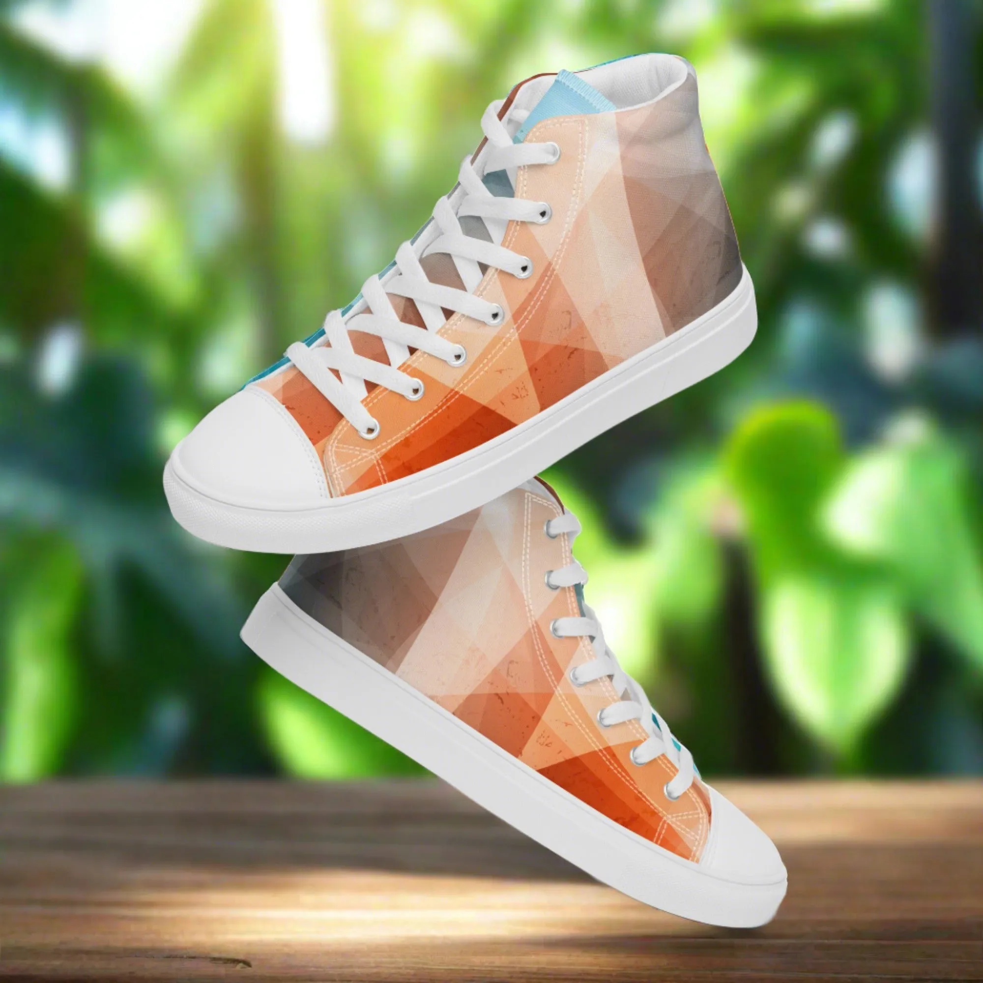 Cozy Peach Fuzz & Pretty Blue Women's High Tops Sneakers for Everyday Wear