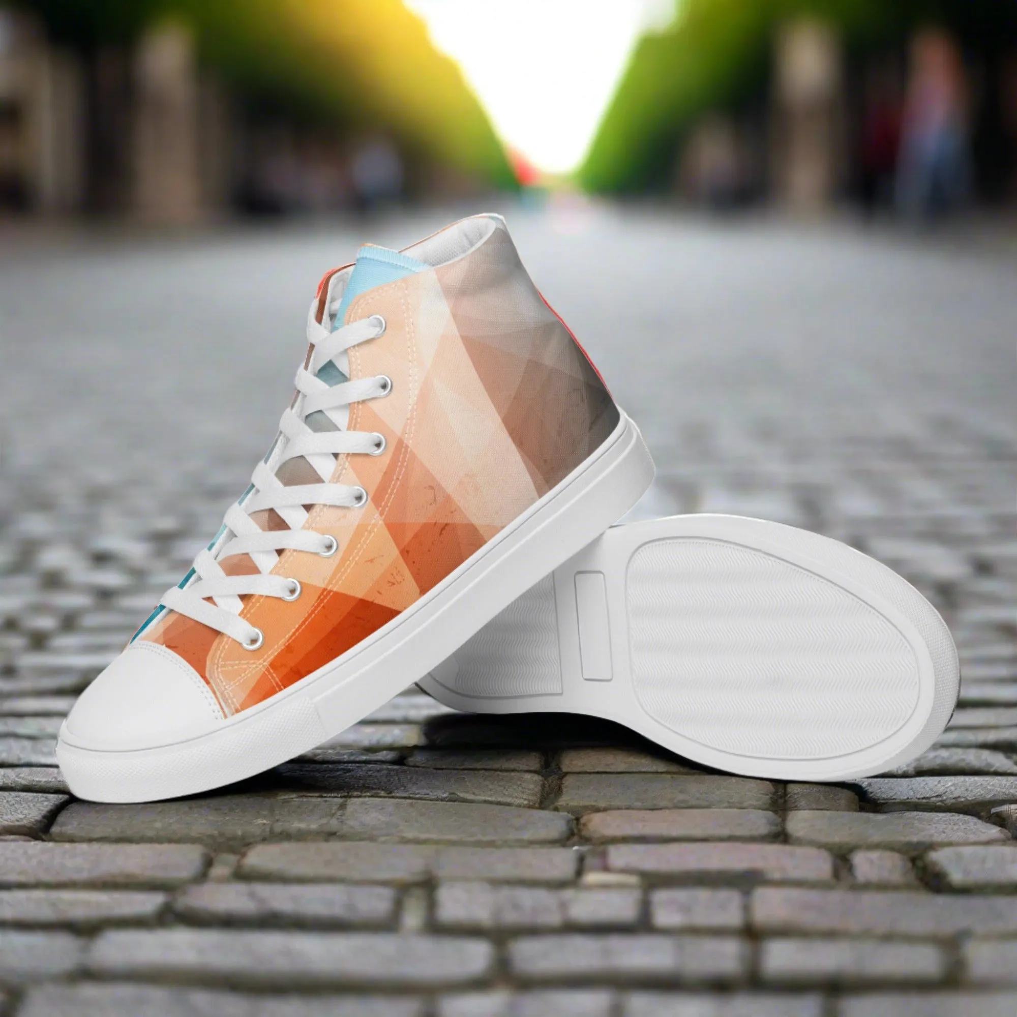 Cozy Peach Fuzz & Pretty Blue Women's High Tops Sneakers for Everyday Wear