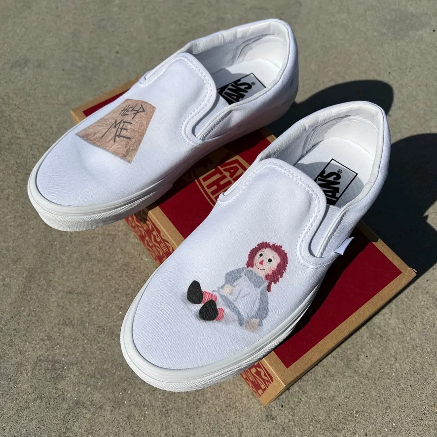 Cute Annabelle White Slip Ons - Custom Slip On Shoes - Custom Vans Shoes