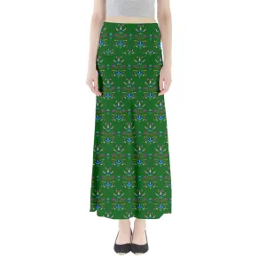 Dakota Damask Green Full Length Maxi Skirt