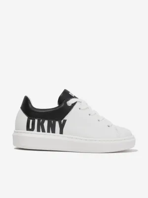 DKNY Kids Leather Logo Trainers in White