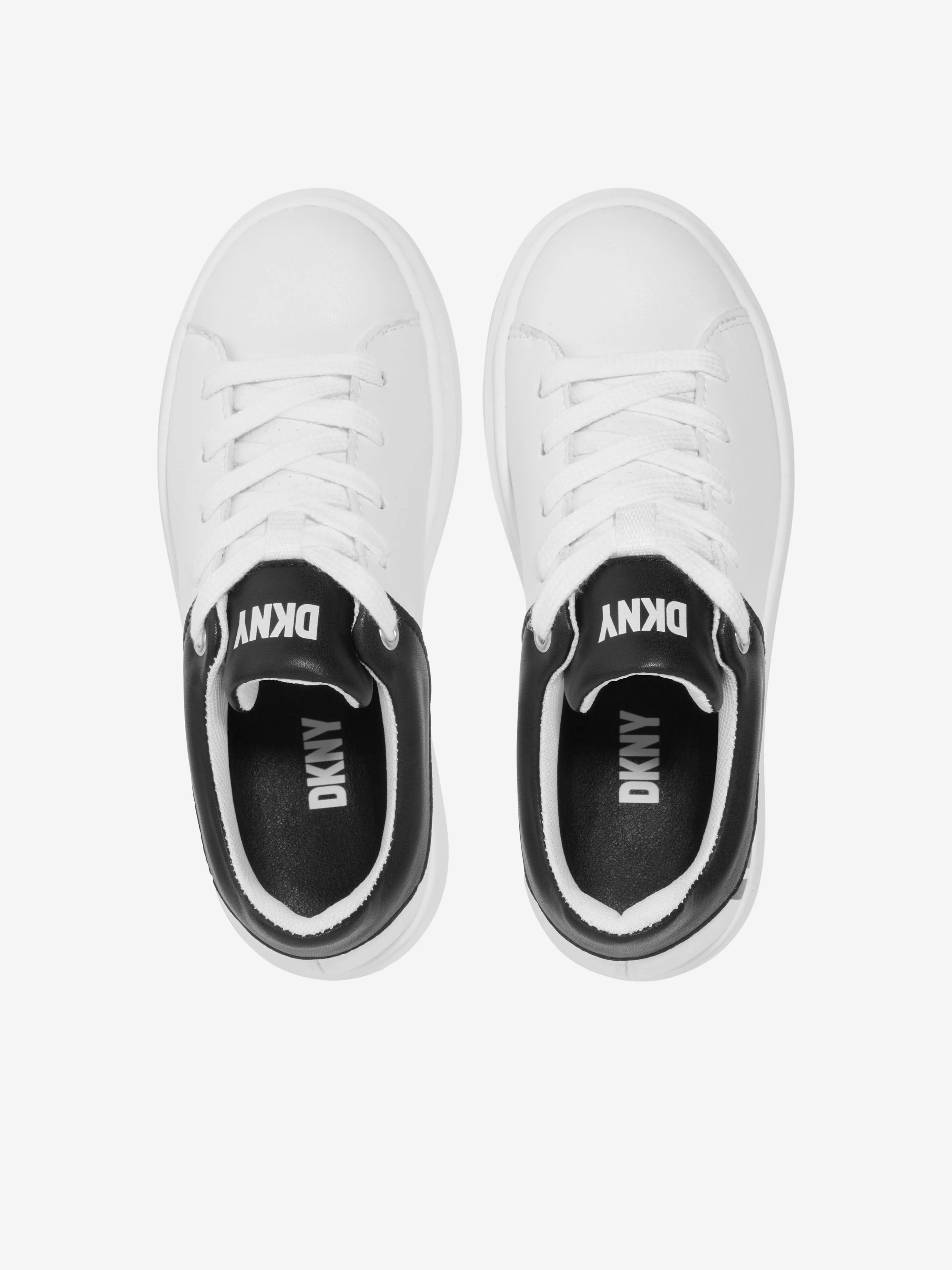 DKNY Kids Leather Logo Trainers in White