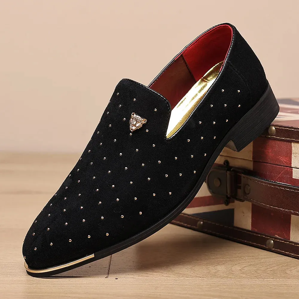 Dots Rivet Metal Appliques Loafers