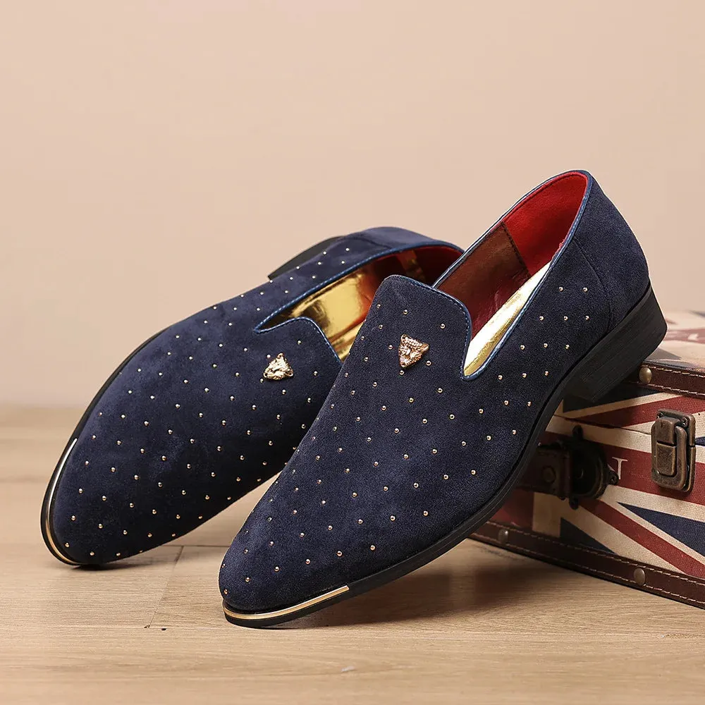 Dots Rivet Metal Appliques Loafers