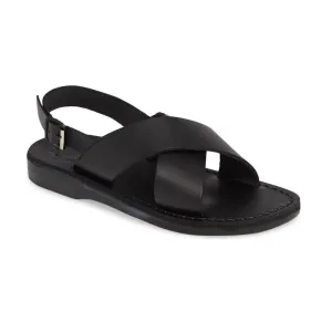 Elan Buckle - Leather Thick Strap Sandal | Black