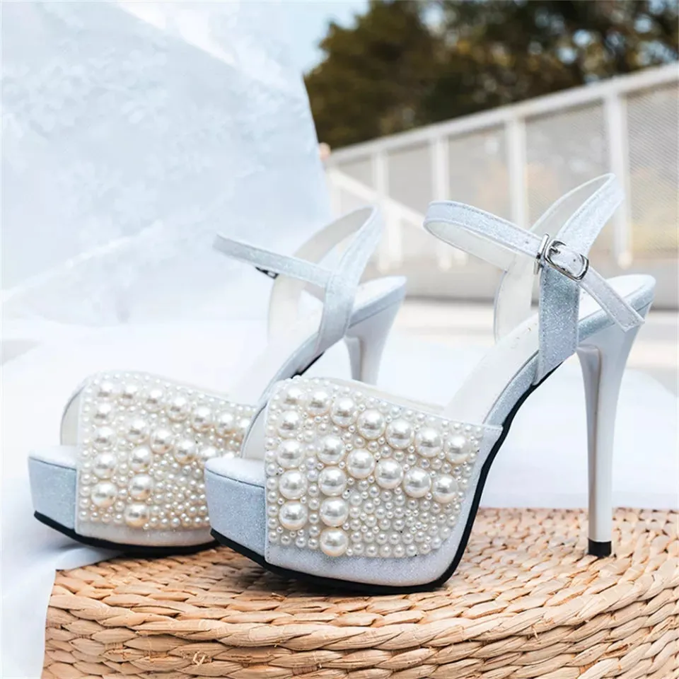 Elegant Pearl wedding bridal Sandals